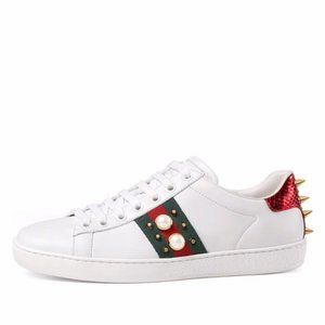 Gucci 'Ace' Faux Pearl Embellished Spiked Sneakers